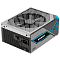Фото-8 Блок питания для ПК ASUS ROG THOR 1000W Platinum III, вид сзади слева сверху; на фото видны верхняя решётка с вентилятором, задняя панель с сетевым разъёмом и переключателями, а также боковая подсвеченная вставка 1000W; чёрный и серый; фото на светлом фоне показывает охлаждение и элементы питания, что важно для понимания конструкции блока.