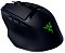 Фото-3 Беспроводная мышь Razer Basilisk Mobile, ракурс сверху слева сзади; на фото видны две боковые кнопки, колесо прокрутки, кнопка за колесом и светящийся логотип на спинке, чёрный корпус; изображение помогает рассмотреть форму верхней части и левого борта на странице товара.