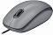 Фото-6 Проводная мышь Logitech M110, ракурс спереди сверху справа; серый корпус, чёрное колесо прокрутки, цельная верхняя крышка и кабельный ввод спереди; изображение на светлом фоне, важно для страницы как показывает форму кнопок и верхнюю панель.