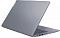 Фото-6 Ноутбук Lenovo IdeaPad Slim 3 15AMN8 82XQ01DNSA, вид сзади слева на крышку и боковую грань; гладкая серая крышка, вертикальный логотип Lenovo и видимые порты на правой стороне основания. Фото для страницы товара, показывает оформление крышки и конструкцию корпуса.