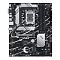 Фото-2 Материнская плата ASUS Prime B760‑Plus — вид сверху на плату; чёрная PCB с контрастной графикой, сокет LGA1700, четыре слота памяти, радиатор M.2 слева от PCIe‑слота и радиатор чипсета с логотипом ASUS; важно для оценки компоновки слотов расширения и M.2.