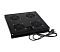 Фото-1 Вентиляторный модуль Cabeus TRAY-SC-120-BK, вид сверху: чёрный плоский корпус с четырьмя круглыми решётками вентиляторов и сетевым кабелем с евровилкой; показывает компоновку вентиляторов и вывод питания для шкафа/стойки.