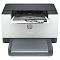 Фото-3 Принтер HP LaserJet M211dw, вид спереди; бумага частично выведена, спереди прозрачный лоток приёма, сверху тёмная крышка; бело-серый корпус на белом фоне, для идентификации внешнего вида на странице товара.