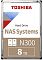 Фото-1 Жёсткий диск Toshiba N300 HDWG780UZSVA: фронтальный вид на этикетку NAS Systems N300 с отметкой 8TB, бежево‑белый дизайн и логотип Toshiba. На белом фоне &mdash; помогает идентифицировать серию N300 и объём.