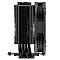 Фото-4 Кулер для процессора ID‑COOLING SE‑224‑XTS MINI Black — боковой профиль: чёрный пакет рёбер радиатора и корпус вентилятора, снизу видны чёрные тепловые трубки и основание; изображение на белом фоне помогает оценить толщину радиатора и расположение тепловых трубок.