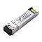 Фото-1 Трансивер FiberTrade FT-SFP+ EZR-80-D, вид сверху под углом: на корпусе наклейка с маркировкой, спереди чёрная заглушка оптического разъёма, сзади золотистые контактные площадки; металлический корпус с винтами и защёлкой. Серебристый и чёрный, предметная съёмка на белом фоне; помогает идентифицировать SFP+-модуль для установки в порт и подключения оптики.