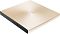 Фото-4 Внешний оптический привод ASUS SDRW-08U8M-U (DVD-RW), золотистый: вид сверху-сбоку в горизонтальном положении; на передней чёрной панели кнопка извлечения и отверстие аварийного извлечения; на белом фоне — показывает элементы управления на лицевой стороне.