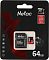 Фото-2 Карта памяти microSD Netac P500 Extreme Pro 64GB &mdash; упаковка спереди: чёрная карточка с красным элементом, в блистере microSD и SD‑адаптер, отметка &laquo;speed up to 100 MB/s 667X&raquo;, значки microSDXC/U3 и Class 10; для понимания комплекта и маркировок