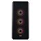 Фото-3 Корпус ПК ADATA XPG Defender DEFENDER-BKCWW, вид спереди: чёрная фронтальная сетка с логотипом XPG, за ней видны три вентилятора с подсветкой; фото помогает оценить дизайн передней панели и приток воздуха на странице товара.