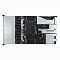 Фото-3 Серверная платформа ASUS RS700-E11 RS12U, вид сверху, открытый корпус: слева ряд вентиляторов, по центру материнская плата со слотами памяти, справа кожухи и отсеки, два блока питания, корпус серебристый.
