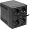 Фото-4 Стабилизатор напряжения Powercom TCA‑1200 Black, вид сзади‑сбоку: две верхние и две нижние розетки Schuko, выключатель RESET/OFF и решётки вентиляции, чёрный корпус на белом фоне; важно для оценки размещения розеток при подключении.