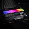 Фото-2 Комплект памяти ADATA XPG Lancer Blade RGB AX5U6400C3216G-DTLABRBK, модули установлены на материнской плате. На фото чёрный модуль в слоте DIMM, сверху видна световая панель с многоцветным градиентом, рядом расположен башенный кулер и кожух платы. Такой кадр показывает внешний вид RGB-подсветки в рабочей системе.