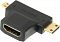 Фото-1 Переходник NoNaMe HDMI (F) -&gt; Micro HDMI (M), + Mini HDMI (Male)