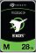 Фото-1 Жесткий диск Seagate Exos M ST28000NM003K 28 ТБ, вид спереди; видна черно-зеленая этикетка Exos с логотипом самолета и корпус 3.5 дюйма с серебристой окантовкой. Черный, зеленый, белый и серебристый цвет. Изображение для карточки товара, чтобы показать серию и внешний вид диска.