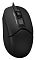 Фото-4 Проводная мышь A4Tech Fstyler FM12 Black, вид сверху под углом; на фото чёрные основные кнопки, колесо прокрутки, центральная глянцевая дорожка и кабель на верхнем торце; изображение показывает детали дизайна корпуса для страницы товара.