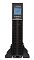 Фото-3 ИБП Штиль STR1101L 1000 VA Rack/Tower 2U, фронтальный вид в вертикальной установке: синий LCD-дисплей, четыре кнопки управления и широкая центральная вентиляционная решётка на чёрной панели; фото показывает лицевую панель и органы управления для страницы товара.