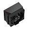 Фото-4 Кулер для процессора PCCooler RZ400 V2 BK, вид сверху: плоская чёрная крышка радиатора с оранжевой линией и треугольной текстурной вставкой, сбоку видна кромка вентилятора. Цвет: чёрный с оранжевым акцентом; изображение показывает верхнюю часть кулера в сборе.