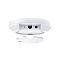 Фото-3 Точка доступа TP-Link EAP650, вид снизу с крепёжной пластиной; белый корпус, вентиляционные прорези, сетевой порт и круглая монтажная площадка отдельно под устройством; изображение важно для страницы товара, потому что показывает подключение и способ крепления.