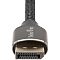 Фото-6 Видеокабель Telecom TCG750 DisplayPort &mdash; DisplayPort, фронтальный вид штекера; видны логотип Telecom на корпусе, металлический коннектор и чёрная плетёная оболочка кабеля; фото штекера для страницы кабеля и оценки конструкции наконечника.