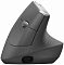 Фото-3 Беспроводная мышь Logitech MX Vertical, чёрная, левый профиль; показаны вертикальный корпус, колесо прокрутки и разъём USB‑C в нижней передней части. Изображение для карточки товара, чтобы показать профиль и порт зарядки.