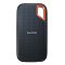 Фото-3 Внешний SSD SanDisk Extreme Portable V2 1 ТБ, вид спереди: чёрная перфорированная поверхность с логотипом и оранжевая петля; на белом фоне для идентификации устройства на странице товара.