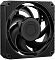 Фото-6 Корпусный вентилятор ID-COOLING AT-120-K, вид спереди под углом; на фото чёрная рамка, крупная центральная ступица и ребристая боковая панель; ракурс показывает корпус вентилятора для страницы о 120 мм модели.