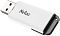 Фото-3 USB-накопитель Netac U185 64 ГБ, вид под углом с выдвинутым USB‑A: белый корпус с логотипом Netac, разъём USB‑A слева и тёмно‑серый полупрозрачный колпачок справа с отверстием под кольцо; на белом фоне, чтобы показать разъём и защитный колпачок на странице товара.