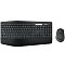 Фото-3 Комплект Logitech MK850, вид сверху: полноразмерная клавиатура с цифровым блоком и подставкой под запястья, рядом мышь; заметны отдельные кнопки переключения устройств в верхней части, чёрный цвет, на белом фоне для оценки органов управления на странице товара.