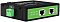 Фото-3 PoE‑инжектор DIGMA DNP90W48GDXM, вид сбоку на белом фоне; видна клеммная колодка питания с маркировкой полярности и зелёная передняя панель с RJ45; важно для понимания способа подключения питания.