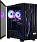 Фото-2 Настольный компьютер OSIO B59i Mini PC S59i-001B, вид спереди слева с открытой боковой панелью. На фото видны внутренние компоненты, подсвеченные вентиляторы, процессорный кулер и фронтальная решётка с тремя вентиляторами. Фото важно для страницы товара, потому что показывает внутреннюю компоновку корпуса.
