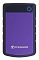 Фото-2 Внешний HDD Transcend StoreJet 25H3 1TB, вид спереди; фиолетовая лицевая панель с логотипом Transcend, чёрный корпус с защитными накладками, круглый элемент с синей окантовкой в верхнем углу