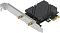 Фото-2 PCIe Wi‑Fi адаптер ASUS PCE‑BE92BT &mdash; плата под углом со стороны монтажной планки; на планке два золотистых SMA‑разъёма для антенн и виден разъём PCIe; показывает точки подключения внешних антенн.