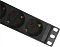 Фото-12 Сетевой фильтр (PDU) Lanmaster TWT-PDU19-10A8P 1,8 м, крупный план монтажного уха и края панели: продолговатые отверстия под крепёж, металлическая пластина уха, черный корпус; показывает совместимость с креплением 19″.