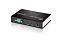 Фото-2 KVM‑удлинитель ATEN CE700A, модуль крупным планом: порт VGA (зелёный) на лицевой стороне, индикаторы LOCAL/REMOTE и кнопка AUTO/LOCAL; чёрный корпус, важен для понимания управления и подключения удлинителя.