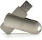 Фото-1 USB‑накопитель Digma Drive3 USB 3.0 64 ГБ DGFUM064A30SR, серебристый корпус с поворотной защитной пластиной и кольцом‑отверстием; вид под углом на белом фоне, разъём USB Type‑A открыт; показывает конструкцию поворотного кожуха и форму корпуса.