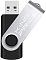 Фото-3 USB-накопитель Kingprice KPFD2 32GB, фронтально: выдвинутый USB‑A разъём и чёрный корпус, сверху повернута металлическая крышка с логотипом, виден круглый шарнир; показывает конструкцию поворотной крышки для карточки товара.