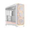 Фото-1 Корпус Fractal Design Meshify 3 XL Ambience Pro RGB TG Clear Tint, белый, вид спереди слева; на фото прозрачная боковая панель, белая сетчатая передняя панель, три фронтальных вентилятора с подсветкой и световая линия вдоль фасада и нижней кромки; изображение показывает внешний вид full tower корпуса для страницы товара.