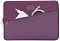 Фото-8 Чехол для ноутбука RivaCase 7903 13.3 &mdash; вид спереди с передним карманом: в кармане размещены зарядное устройство и кабель; видны тканевая верхняя часть и гладкая фиолетовая нижняя панель; фото показывает назначение внешнего кармана для аксессуаров.