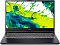 Фото-1 Ноутбук Acer Aspire 7 A715-59G-769T, вид спереди в открытом положении: на экране абстрактная зелёно‑синяя графика, видна клавиатура с цифровым блоком и тачпад; корпус чёрный. Для страницы товара &mdash; показывает внешний вид ноутбука при работе.