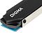 Фото-2 Радиатор для SSD M.2 Digma DGRDRM2B, крупный план: надпись DIGMA на чёрной поверхности, фаски на корпусе, виден винт на боковой металлической пластине и край синей термопрокладки; фото показывает детали корпуса и крепления.
