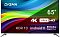 Фото-1 Телевизор Digma DM-LED65UBB41 65, вид спереди; на экране указаны 65 дюймов, 4K Ultra HD, HDR10, Android 11 и Dolby Digital Plus, тонкая серебристая нижняя планка и ножки по краям; серебристый цвет; основное изображение модели для страницы товара.