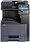 Фото-2 МФУ Kyocera TASKalfa 308ci (1102WL3NL0), фронтальный вид: логотип Kyocera слева, маркировка модели на передней панели, вертикальный блок управления справа, нижний лоток с обозначением формата A4; тёмно-серый и сине-серый корпус &mdash; уточняет расположение модулей.