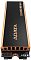 Фото-5 SSD ADATA LEGEND 960 MAX, фронтальный вид сбоку; чёрная лицевая пластина с надписями ADATA и LEGEND 960 MAX, справа открыты контакты M.2, снизу видна высота радиатора. Изображение показывает толщину модуля и интерфейсный край для карточки товара.