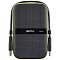 Фото-2 Внешний HDD Silicon Power Armor A60 2TB, вид спереди; чёрная панель с квадратной текстурой, зелёная окантовка, кабель уложен по периметру и закреплён по бокам, логотип SP Silicon Power на центральной полосе