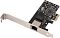 Фото-6 Сетевая карта PCIe Digma DPE101G-TX V2 &mdash; общий вид платы под углом на белом фоне; видны разъём RJ‑45 на металлической планке и контактная часть PCIe; показывает внешний вид и размещение порта для подключения кабеля.