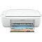 Фото-2 МФУ HP DeskJet 2320 (7WN42B), вид спереди: выходной слот с цветным листом, панель с кнопками слева сверху, крышка сканера закрыта; белый корпус — уточняет расположение органов управления и тракта печати на странице модели.