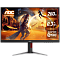 Фото-1 Монитор AOC Q27G4Z 27 дюймов, WLED IPS, чёрный &mdash; фронтальный вид с включённым экраном; тонкие рамки, нижняя рамка с красной акцентной полосой и игровая подставка с расходящимися ножками; изображение показывает лицевую часть монитора для страницы товара.