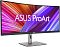 Фото-3 Монитор Asus ProArt PA34VCNV, вид спереди под углом слева: широкий экран, серебристая стойка с вырезом для кабелей и плоское основание, чёрная рамка по периметру — чтобы оценить посадку на столе на странице товара.