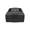 Фото-3 ИБП Powerman Brick 1000 VA Brick 6117369, фронтальный низкий ракурс. На фото показаны плоский корпус, передние вентиляционные рёбра и ряды розеток Schuko по обеим сторонам верхней панели, цвет чёрный. Для страницы товара это важно, потому что помогает оценить высоту корпуса и расположение розеток.