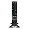 Фото-4 ИБП APC by Schneider Electric Smart-UPS SRT 2200VA SRT2200XLI, задняя панель в tower-установке; расположены сетевые порты, коммуникационные разъёмы, слот расширения, вход питания и два блока выходных розеток IEC, корпус чёрный; изображение важно для страницы товара, так как показывает интерфейсы и выходы.